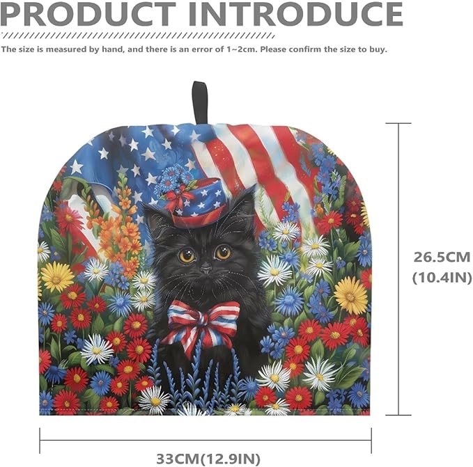 USA FlagTeapot Insulation Cover Soft Tea Pot Cozy Cover with Keep Warming Black Cat Kettle Kitchen Dust Cover for 4th of July Home Decor Dust Proof Kettle Cover