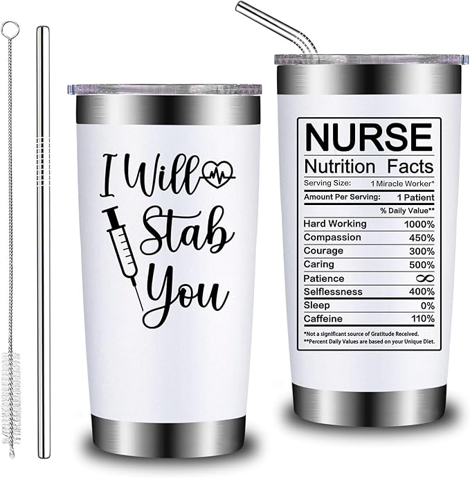 Nurse Gifts for Women - Nurses Week Gift - Nurse Graduation Appreciation Christmas Gifts for Nurses, Practitioner - 20oz I Will Stab You Tumbler Cup