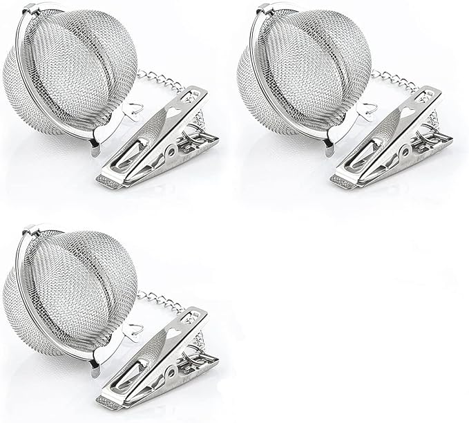 Tea Infuser Tea Ball Tea Filter with Clip for Brew Loose Tea Perfect Pincer Tea Infuser Busket Colador Infusor té Metal Mesh Tea Filter Sifter Fine Mesh Ball Tea Filter (Ball Tea Filters)