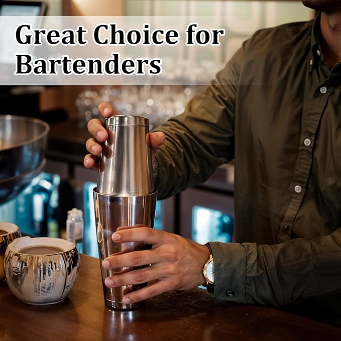 Giantree 6 Pcs Cocktail Shakers, Professional Boston Bar Shaker Set, Stainless Steel Cocktail Shaker Set for Bartenders, Essential Bar Tools Shakers Bartending, 20 Oz, 24 oz