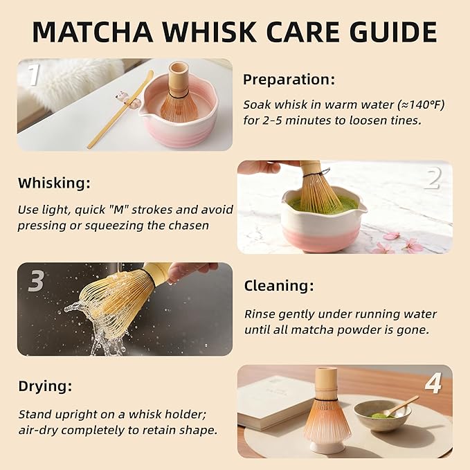 Matcha Whisk (1-Piece), Golden Bamboo Whisk for Matcha Tea, Handcrafted Chasen, 100-Prong Bamboo Matcha Wisk Mixer Frother Brush for Making Macha Ceremonial Grade