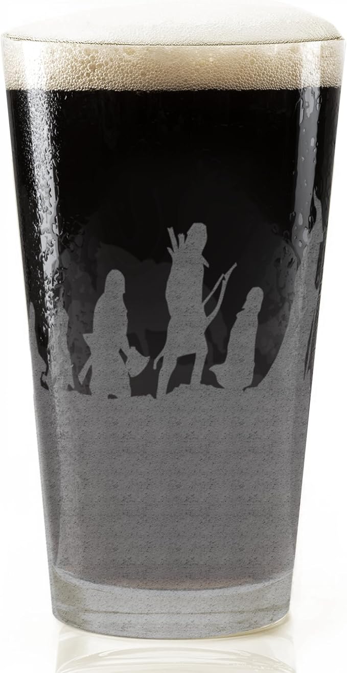 THE FELLOWSHIP Engraved 16oz Pint Glass | Inspired by Tolkien and Middle Earth | Great Christmas Gift Idea | Unique Elvish Wizard Fantasy Decor!