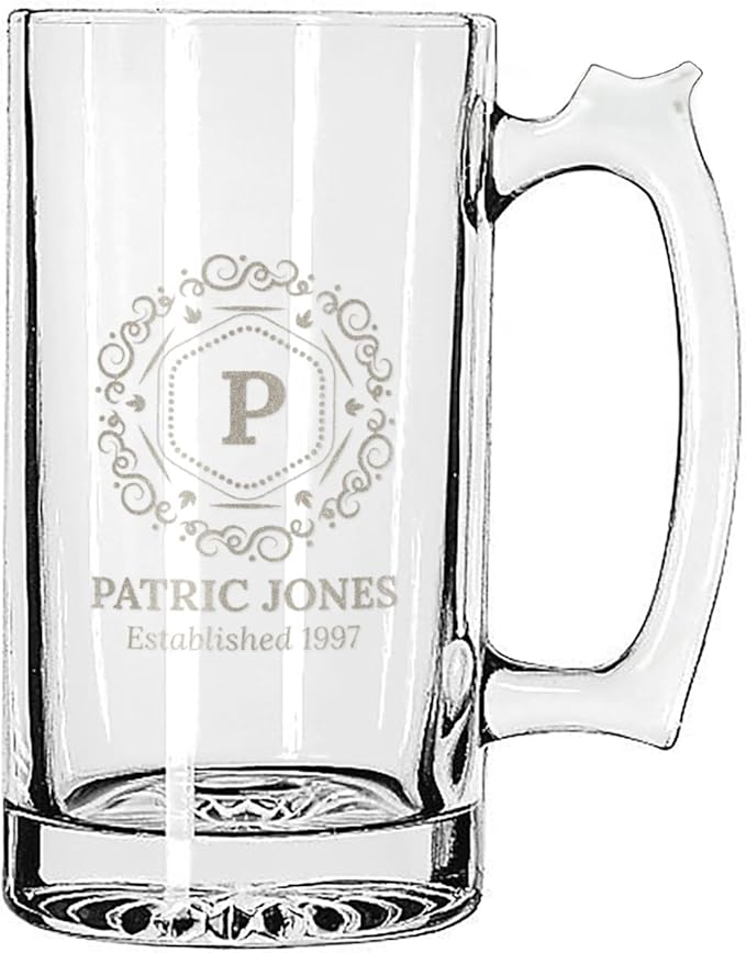 Gifts Inscribed Personalized 16 oz Beer Mug Custom Font Engraved Glass with Your Text – Unique Gift for Dad, Husband, Birthday, Wedding, Anniversary, or Father’s Day