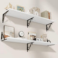 RICHFOCUS 12 Inch Deep Floating Shelves for Wall, 48" W x 12" D Wood Wall Shelves Set of 2, Wide Floating Shelves for Living Room, Bedroom, Kitchen, Bathroom and Decor Storage, White
