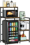 6 Tier Mini Fridge Stand & Microwave Stand, Mini Fridge Cabinet with Adjustable Shelves, Baker Rack Coffee Bar Cabinet with Mini Fridge Shelf, Utility Storage Shelf for Kitchen Dorm Office