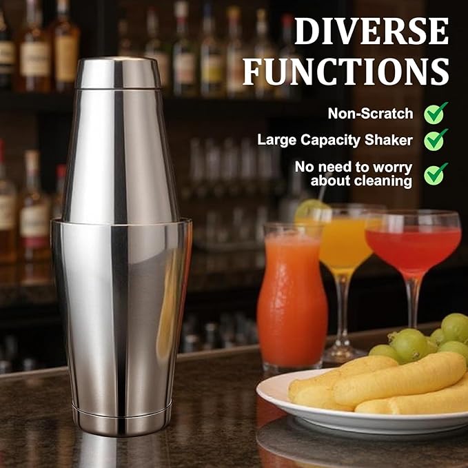 Giantree 6 Pcs Cocktail Shakers, Professional Boston Bar Shaker Set, Stainless Steel Cocktail Shaker Set for Bartenders, Essential Bar Tools Shakers Bartending, 20 Oz, 24 oz