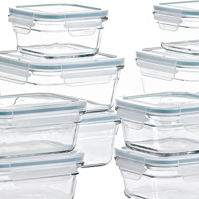 GLASSLOCK 24 Piece Oven Microwave Safe Glass Food Storage Containers Set w/Lids