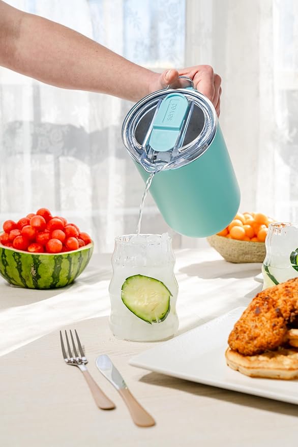Served Premium Insulated Pitcher (2L/66oz) - Double Walled, Copper Lined Stainless Steel Pitcher with Lid - Vacuum Insulated Carafe for Hot Coffee, Tea, Iced Drinks, Water, Cocktails, and More