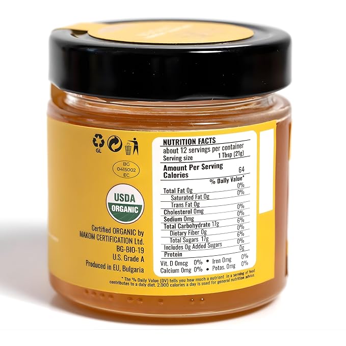 ORPHE Organic Linden Honey – Clean Simple Natural Sweetener for Coffee, Tea, Matcha and Breakfast, Unheated & Creamed 9oz Glass Jar