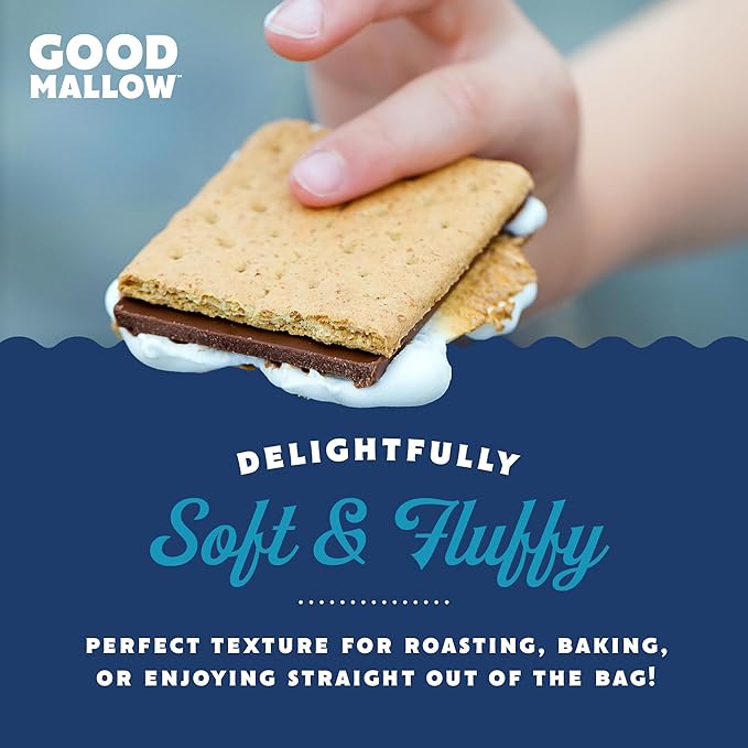 GoodMallow Vegan Marshmallows - Large Kosher Halal Gluten Free Dairy Free Healthy- Natural Gelatin Free Marshmallows for Hot Chocolate, Smores, Baking - Nothing Artificial, Made in USA (White Vanilla ) (Pack of 4)