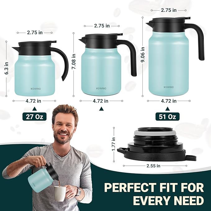 27Oz Thermal Coffee Carafes For Keeping Hot/Cold, Stainless Steel Coffee Carafe, Dustproof Insulated Water Carafe for Party/Home,Blue