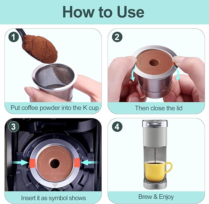 RETHONE K Cup Reusable Coffee Pods, Stainless Steel Reusable K Cups Compatible with Keurig 1.0 & 2.0 Coffee Machines Brewers Refillable K Cups (2 Pack)