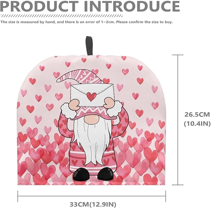Gnomes Teapot Cover Tea Cozy Pink Teapot Insulated Kitchen Accessory Pink Tea Pot Cozy for Keeping Warm Love Hearts Teapot Dust Protector
