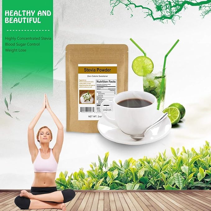 CCnature Stevia Powder Extract Natural Sweetener Zero Calorie Sugar Substitute 2 oz