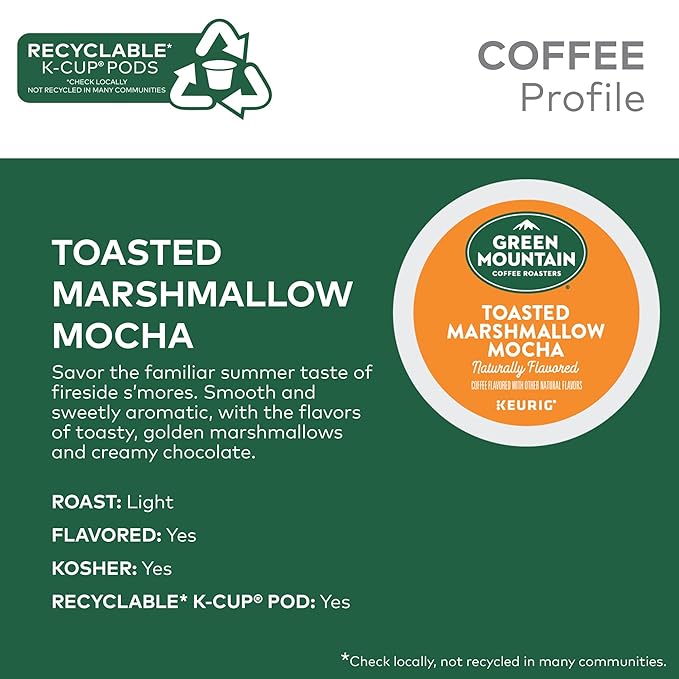 Green Mountain Coffee Roasters Toasted Marshmallow Mocha Keurig Single-Serve K-Cup Pods, Light Roast Coffee, 96 Count (4 Packs of 24)
