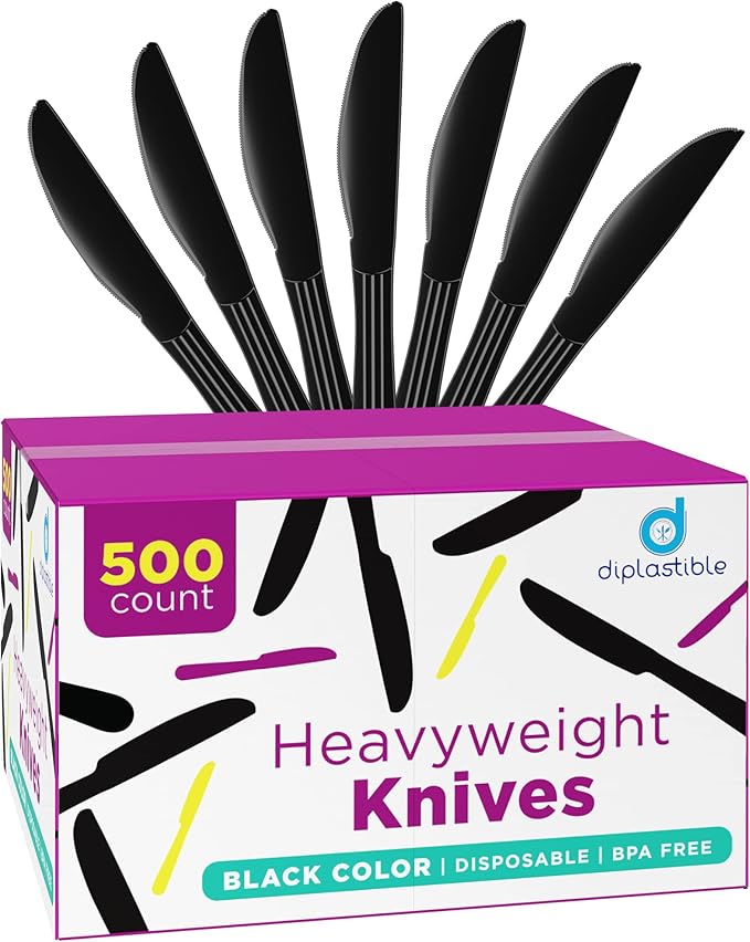 Plastic Knives Heavy Duty - Disposable Knives Plastic Utensils - Plastic Cutlery For Parties, Celebrations And Events Pack Of 500
