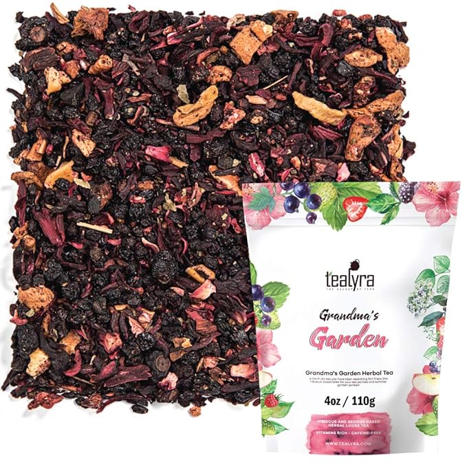 Tealyra - Grandma's Garden Berry - Fruit Tea Blend - Hibiscus & Berries Herbal Loose Leaf Tea - Vitamins Rich - Caffeine-Free - Hot & Iced - 110g (4oz)