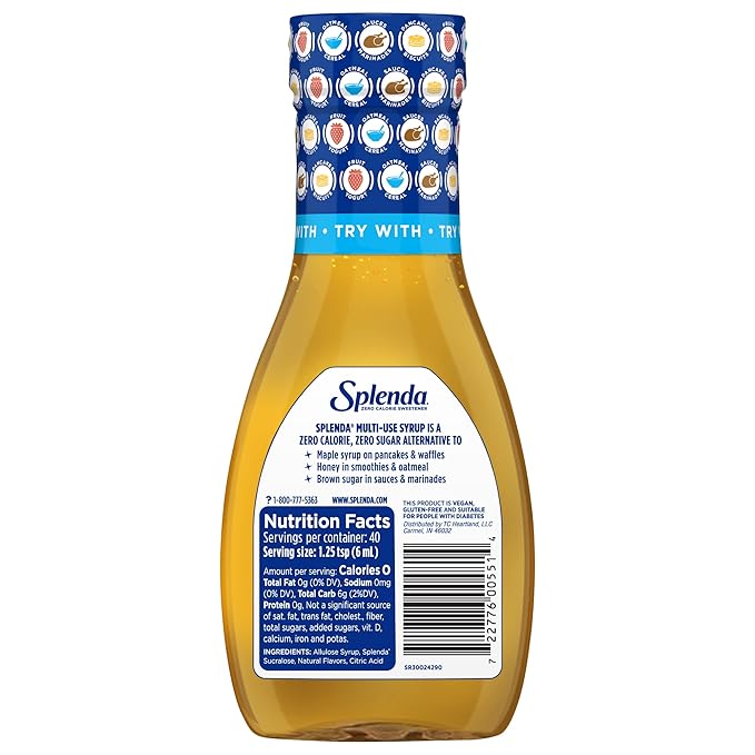 Splenda Multi-Use Allulose Syrup, Zero Calorie, Sugar Free Substitute for Maple Syrup, Honey, Agave and Brown Sugar, 8oz Bottle