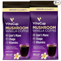VitaCup Focus Mushroom Coffee Grounds, Vanilla Flavored Coffee with Lions Mane, Chaga, B Vitamins, D3, Boost Focus, Immunity, Memory & Clarity, Medium Dark Roast, 100% Arabica Specialty, 2 bags, 10 oz each