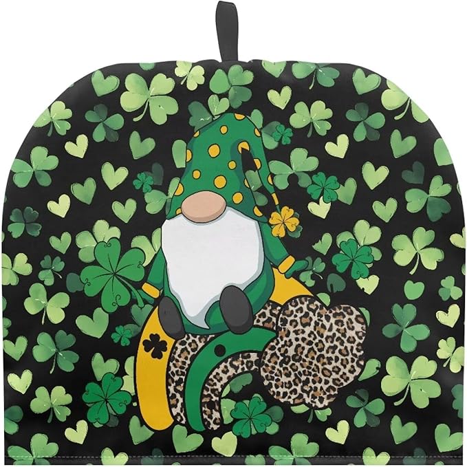 Gnomes Teapot Insulation Cover Lucky Leaf Tea Kettle Cover for Woman Keep Warm Kettle Kitchen Dust Cover Water-Resistant Teapot Cover