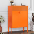 Orange Metal Storage Cabinet with 2 Doors - 47''H Locker Cabinet, 3 Tier Locker with Adjustable Shelves, Office Storage Locker for Office, Home, Living Room, Kitchen