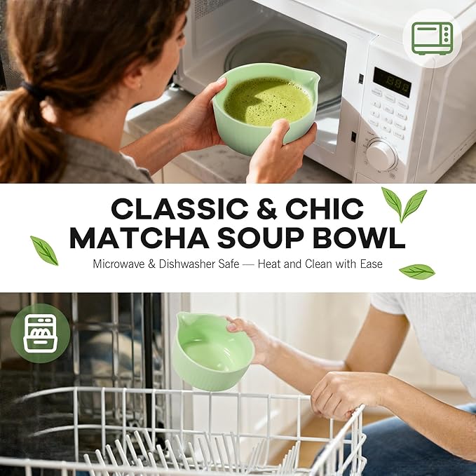 Traditional Matcha Tea Set, 8-Piece Complete Matcha Kit Set with Chawan Ceramic Bowl with Spout, Bamboo Whisk and Holder, Scoop, Sifter, Tea Towel Cloth and Mat - Ceremonial Matcha Bowl Set