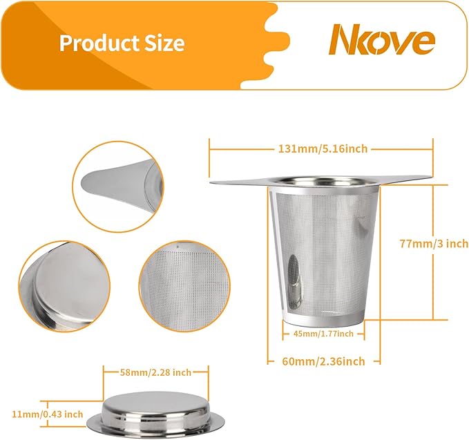 Universal Tea Infuser with Lid Stainless Steel Filter Fits Mugs Cups Teapots Food Grade