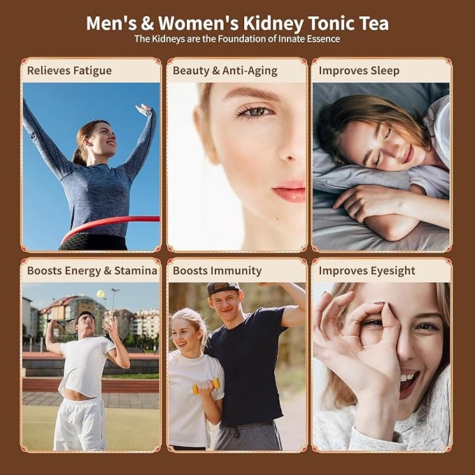 Ginseng Five Treasures Kidney Tea, Traditional Chinese Herbal TeaBags, Natural Organic Kidney Cleanse Detox Tea for Women & Men, 7 Precious Ingredients Formula(3 Pack/75 Bags)