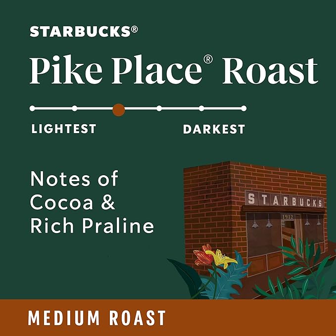 Starbucks VIA Instant Coffee, Medium Roast Coffee, Pike Place Roast, 100% Arabica, Single-Serve, 1 Box (50 Packets)