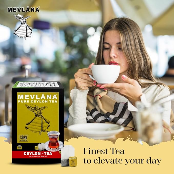 Mevlâna Pure Ceylon Tea Bags - Luxurious Blend | Premium Hand-Picked Black Tea with Rich Aroma & Flavor | Authentic Sri Lankan Tea