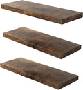 Floating Shelf, Set of 3 Wall Shelf, 30 in W x 12.75 in D x 2 in H Wooden Floating Wall Shelf with Invisible Brackets for Living Room/Bedroom/Bathroom/Kitchen Storage and Decor, Rustic Brown