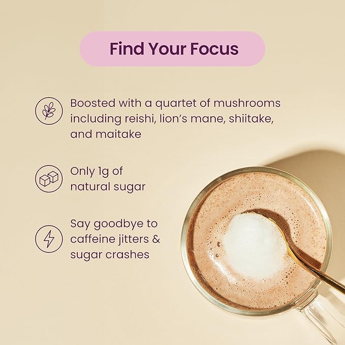 Blume Superfoods Latte - Vanilla Chai Blend with Black Tea, Cardamon, Cinnamon, Low-Caffeine, Low-Sugar, Organic, Keto Friendly, Vegan, Mushroom Blend- 25 Servings