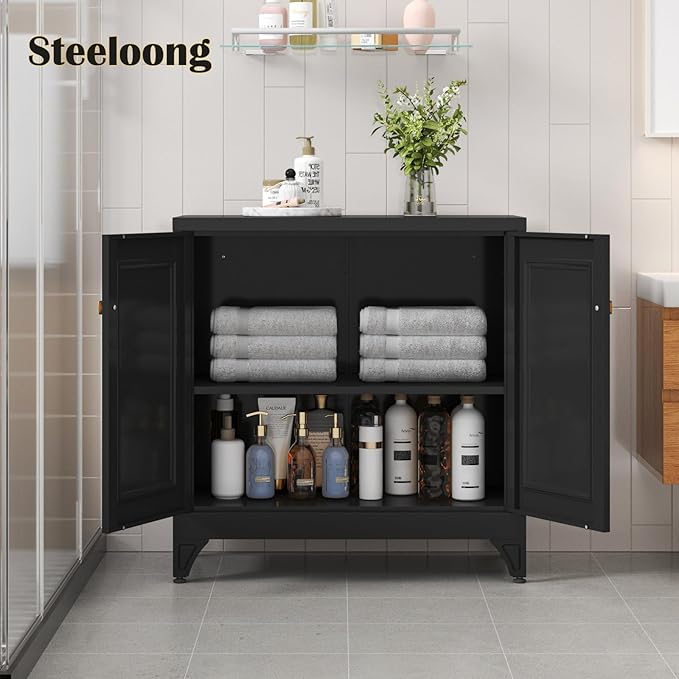 33" Metal Kitchen Pantry Storage Cabinets with Door and Adjustable Shelves,White Sideboard Buffet Cabinet with Storage,Sideboard Buffet Cabinet for Dining Roonm,Living Room