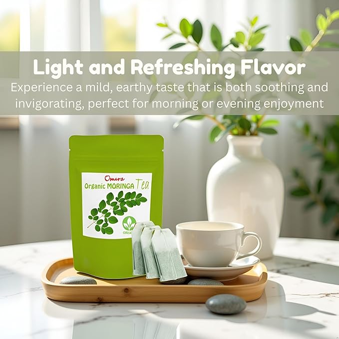 Omura Moringa Tea Bags – Herbal Tea Infusion, Smooth & Earthy Flavor, Naturally Refreshing, Tea Bags (MORINGA 25-TEA-BAGS)