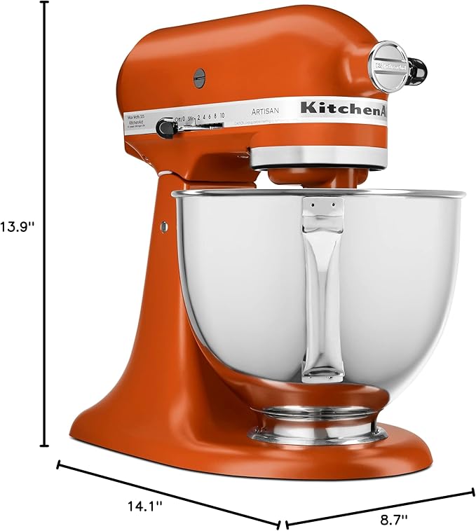KitchenAid Artisan Series 5 Quart Tilt Head Stand Mixer with Pouring Shield KSM150PS, Scorched Orange