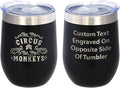 Custom Not My Circus Not My Monkeys - Personalized Wine Tumbler with Sliding Lid - Stemless Stainless Steel Insulated Cup - Funny Retirement Gifts