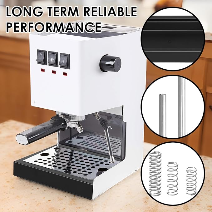 Low Profile Thin Drip Tray and 6 Bar 9 Bar 12 Bar OPV Spring Modification Kit with Long Stainless Steel Tube, Compatible with Pro Gaggia Classic Espresso Coffee Machine (5 Piece Set)