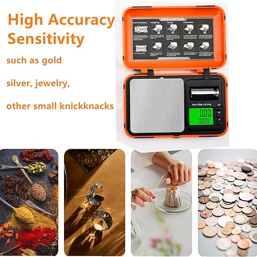 Digital Pocket Scale Precision 200g/0.01g with 50g Cal Weights,LCD Display Digital Scale Grams Ounces, Mini Jewelry Scale, Coins Scale for Gold/Silver/Gems/Food (Pocket Scale)