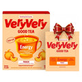 VeryVery Good Tea, Peach Energy With Green Tea Caffeine and L Theanine, Dissolving Crystals for Hot or Cold Drinks, Sugar Free Functional Powder Drink Mix, Vegan, Gluten Free, Non GMO, 10 Servings