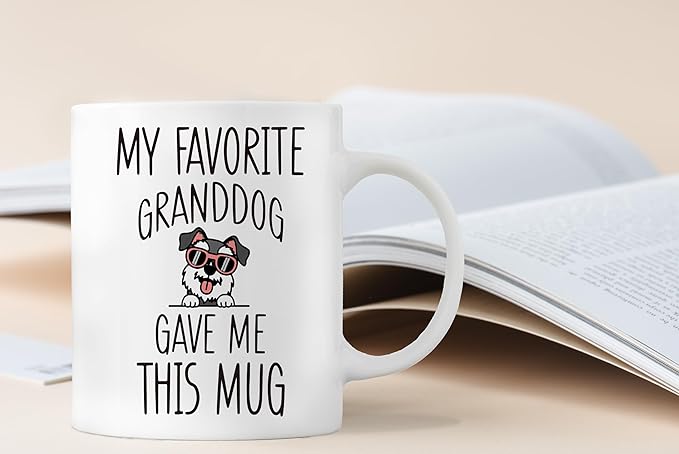 QASHWEY Schnauzer Dog Grandma Gifts Mug, Funny Mini Miniature Schnauzer Dog Lover Owner Coffee Mug Tea Cup Gifts for Grandma Grandpa, My Favorite Granddog Gave Me This Mug Coffee Cups Ceramic 11oz