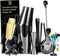 Black Cocktail Shaker Set 12-Piece - Stainless Steel Mixology Bartender Kit with 30oz+20oz Boston Shaker Tins, Japanese Jigger, Hawthorne Strainer for Home Bartending | Christmas