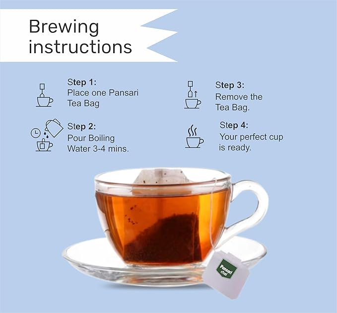 Pansari Earl Grey Black Tea, Individually Wrapped Bags – Smooth, Flavourful & Robust, Pure Caffeinated Black Tea, Enjoy Hot or Iced, Premium Tea Blend with Darjeeling, Aromatic & Bold – (100 Tea Bags)