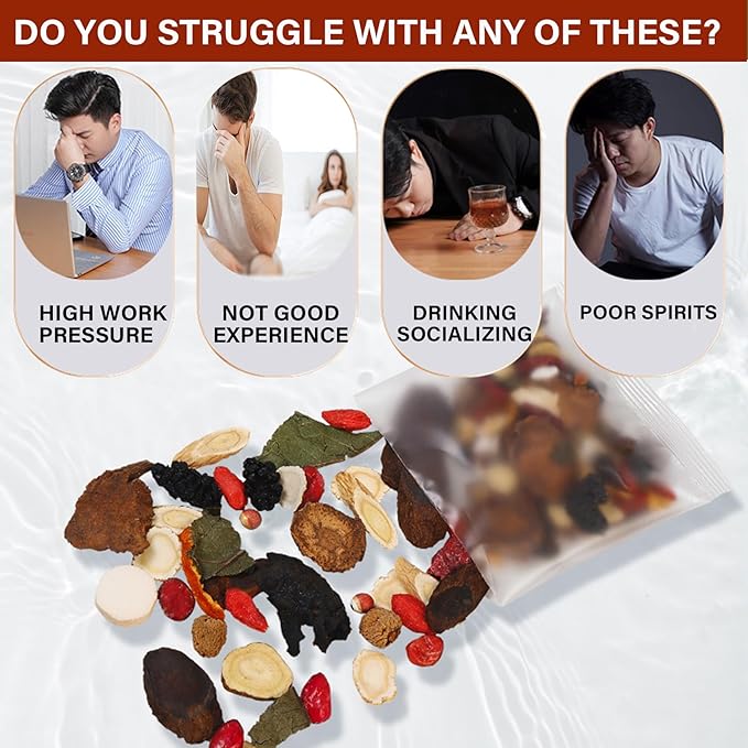 10 Bags Ginseng Ten Treasures Tea, Chinese Herbal Kidney Detox Tea for Men & Women, 10 Precious Ingredients Formula (260g,10 bags/Box)