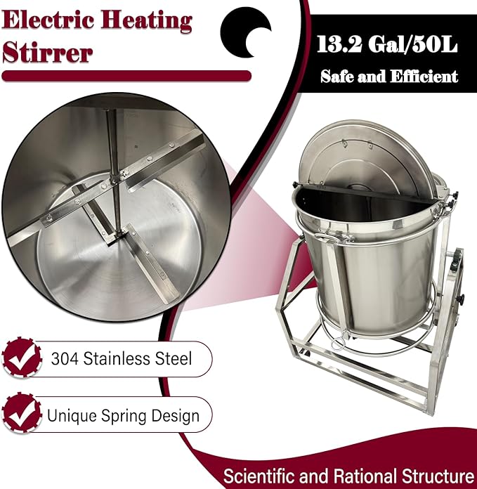 13.2Gal Automatic Hot Pot Base Stir-fry Machine Stainless Steel Stirring Frying Cooking Pot Wok Electric Food Mixer Agitator Hand Tilt Natural Gas Heating Mixing Machine 110V