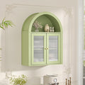 Bathroom Wall Cabinet, Arched Cabinet Wall Mount, 2 Acrylic Doors, 1 Adjustable and Removable Shelf, for Laundry Room, Living Room, Restroom, Kitchen, Green