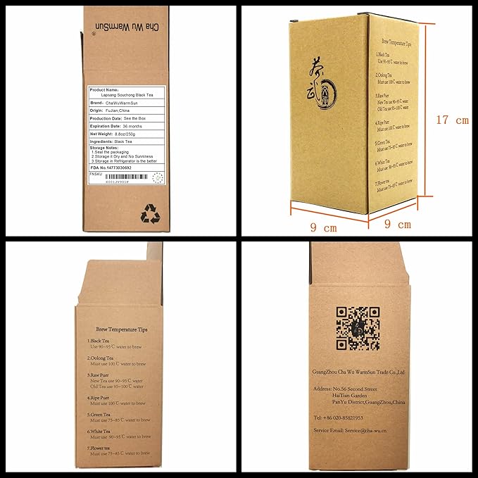 ChaWuWarmSun [A] Lapsang Souchong Black Tea,No Smokey Taste,8.8oz/250g,Loose Leaf Tea,Chinese KongFu Cha