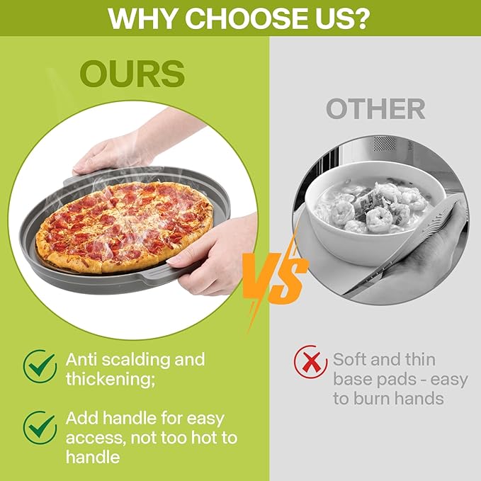 2 Pack Microwave Splatter Cover for Food with Anti-scald Base Plate,Large Plastic & Silicone Vented Avoid Scalding Collapsible Guard Lid,Kitchen Essential Gadgets for Meal Prep-10.7 Inch