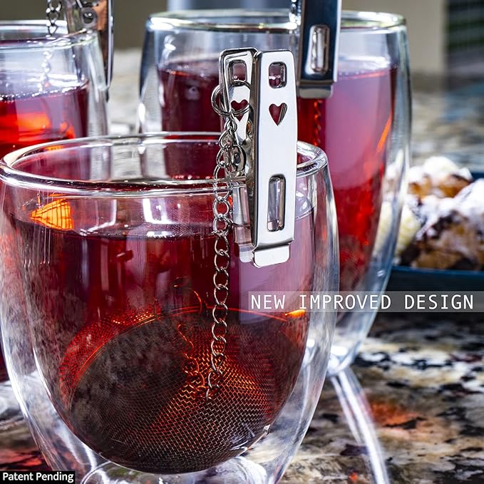 Tea Infuser Tea Ball Tea Filter with Clip for Brew Loose Tea Perfect Pincer Tea Infuser Busket Colador Infusor té Metal Mesh Tea Filter Sifter Fine Mesh Ball Tea Filter (Ball Tea Filters)