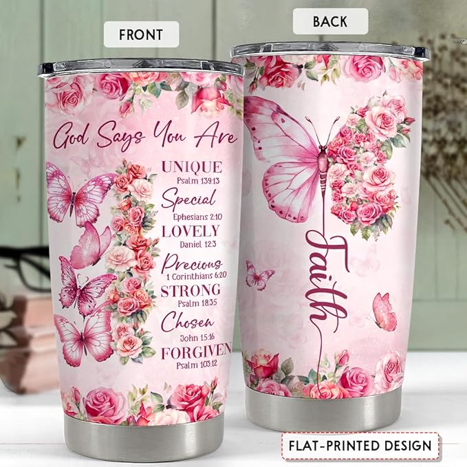 SANDJEST Inspirational Gifts for Women Gods Say You Are Tumbler 20oz Stainless Steel Insulated Coffee Travel Cup Mug Motivational Christian Gift for Women Birthday Christmas