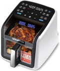Gourmia Air Fryer 7 QT - Easy View Panoramic Window & Interior Light, Guided Cooking with 12 One-Touch Presets, FryForce 360, Dishwasher Safe Accessories, White